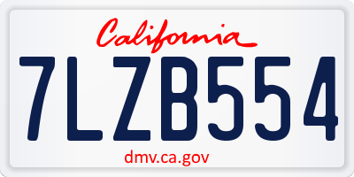 CA license plate 7LZB554