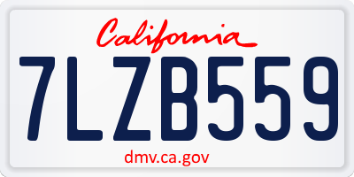 CA license plate 7LZB559