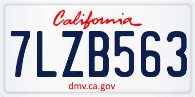 CA license plate 7LZB563