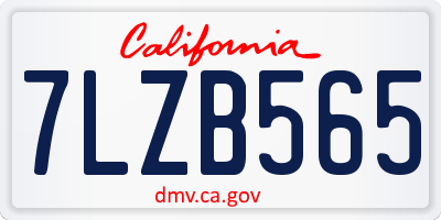 CA license plate 7LZB565