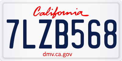 CA license plate 7LZB568