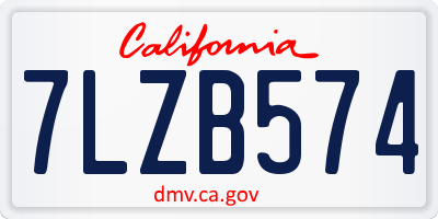 CA license plate 7LZB574