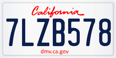 CA license plate 7LZB578