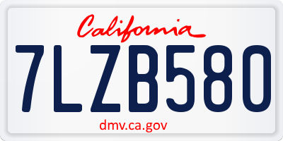 CA license plate 7LZB580