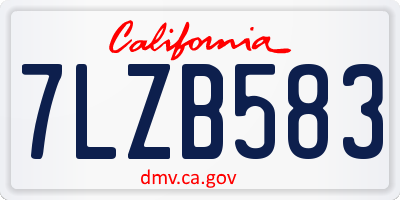 CA license plate 7LZB583
