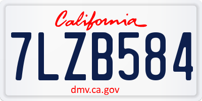 CA license plate 7LZB584