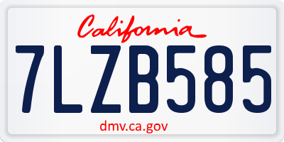 CA license plate 7LZB585