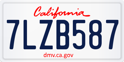 CA license plate 7LZB587