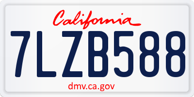 CA license plate 7LZB588
