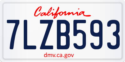 CA license plate 7LZB593