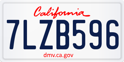 CA license plate 7LZB596