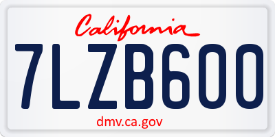 CA license plate 7LZB600