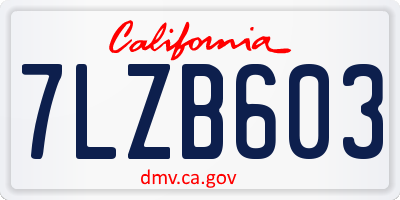 CA license plate 7LZB603