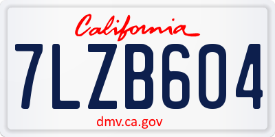 CA license plate 7LZB604