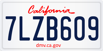 CA license plate 7LZB609