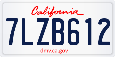 CA license plate 7LZB612