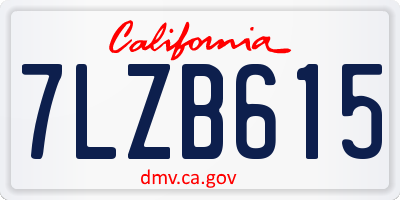 CA license plate 7LZB615