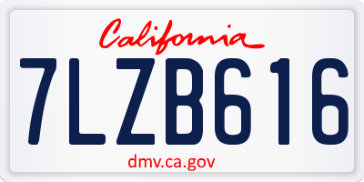 CA license plate 7LZB616