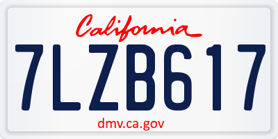 CA license plate 7LZB617