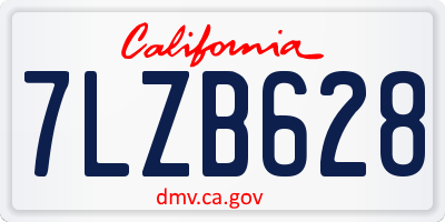CA license plate 7LZB628