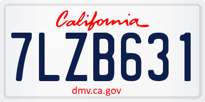 CA license plate 7LZB631