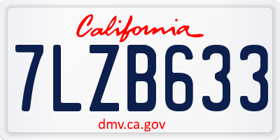 CA license plate 7LZB633