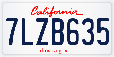 CA license plate 7LZB635