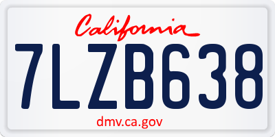 CA license plate 7LZB638