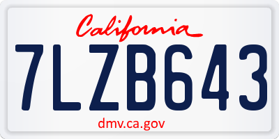 CA license plate 7LZB643