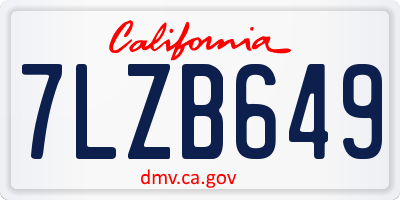 CA license plate 7LZB649