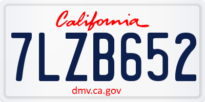 CA license plate 7LZB652