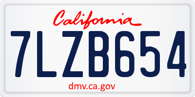 CA license plate 7LZB654