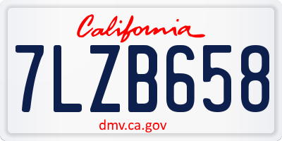 CA license plate 7LZB658