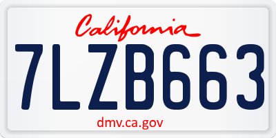 CA license plate 7LZB663