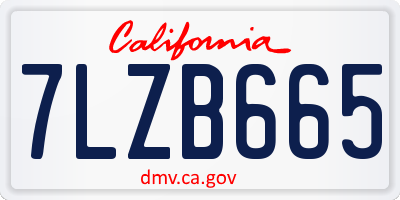 CA license plate 7LZB665