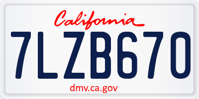CA license plate 7LZB670