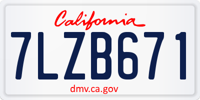 CA license plate 7LZB671