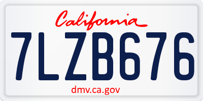 CA license plate 7LZB676