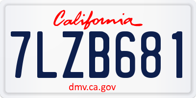 CA license plate 7LZB681