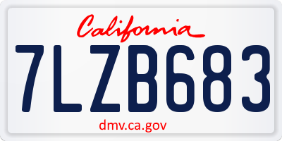 CA license plate 7LZB683