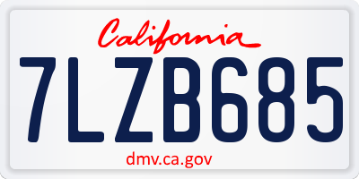 CA license plate 7LZB685