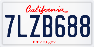 CA license plate 7LZB688