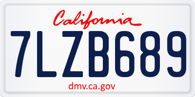 CA license plate 7LZB689
