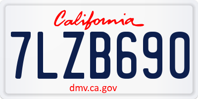 CA license plate 7LZB690