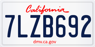 CA license plate 7LZB692