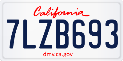 CA license plate 7LZB693