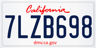 CA license plate 7LZB698