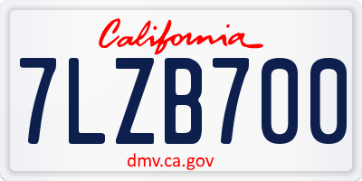 CA license plate 7LZB700