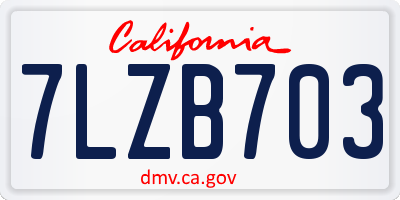 CA license plate 7LZB703
