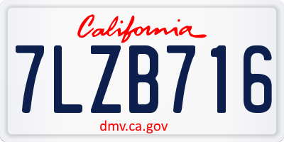 CA license plate 7LZB716